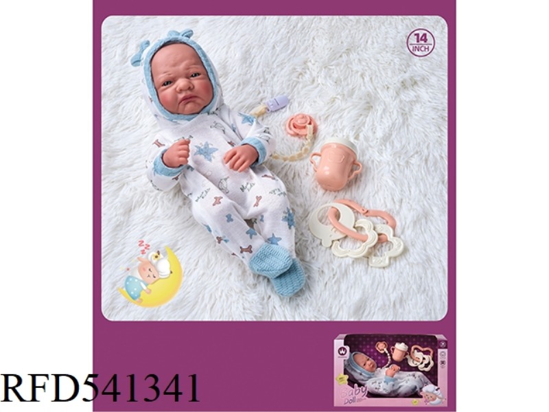14 INCH VINYL DOLL - LYING ON HER SIDE