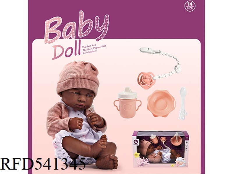 14 INCH VINYL DOLL - LYING ON HER SIDE