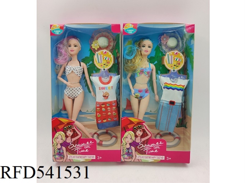 11 INCH 11 JOINT SWIMSUIT BARBIE + CLOTHES + HAT 2 MIXED