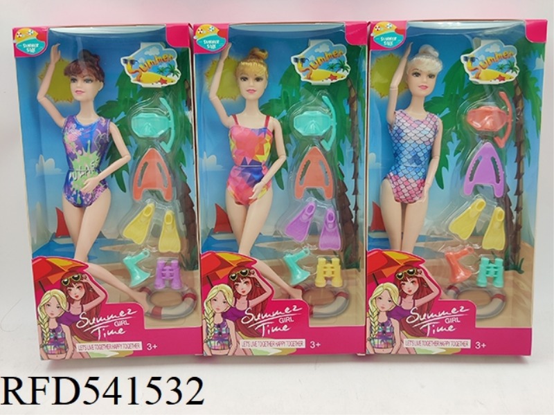 11 INCH 11 JOINT SWIMSUIT BARBIE + SWIMMING SET 3 MIXED