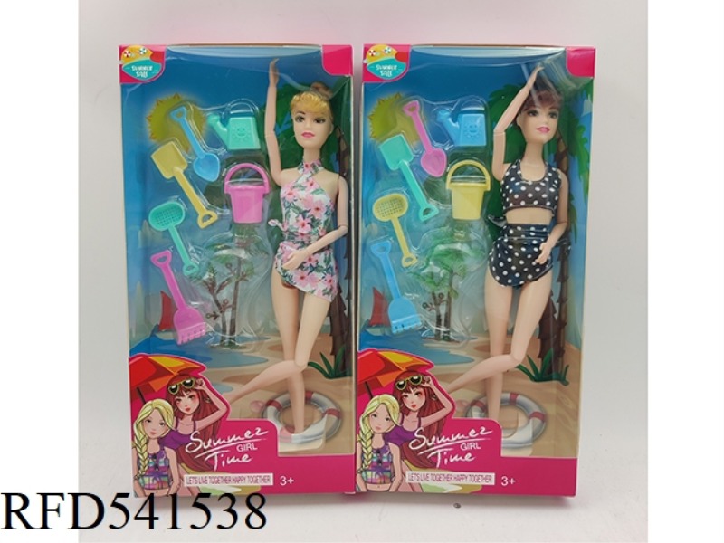 11-INCH 11-JOINT SWIMSUIT BARBIE + BEACH SET 2 MIXED