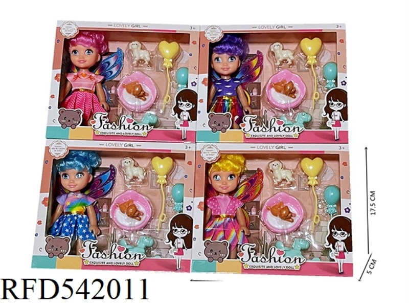 6 INCH FAIRY WITH DOG, ROCKING HORSE, BALLOON