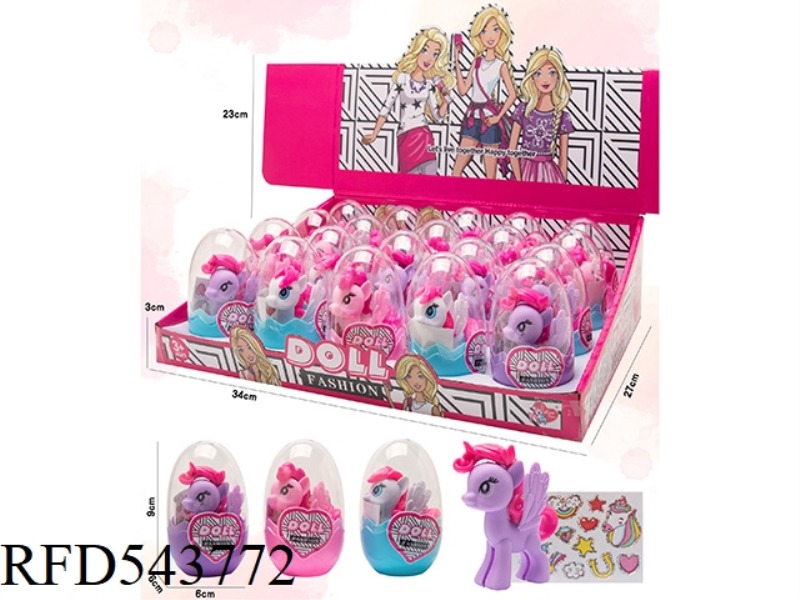 EGG PLASTIC HORSE + STICKER 20PCS