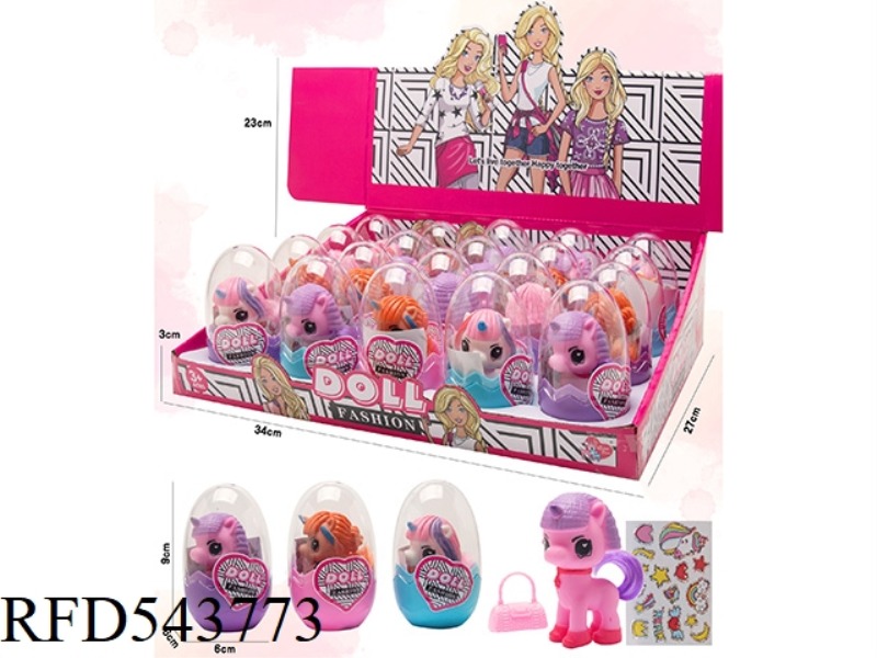 EGG PACK CUTE PONY + STICKERS + BAG 20PCS