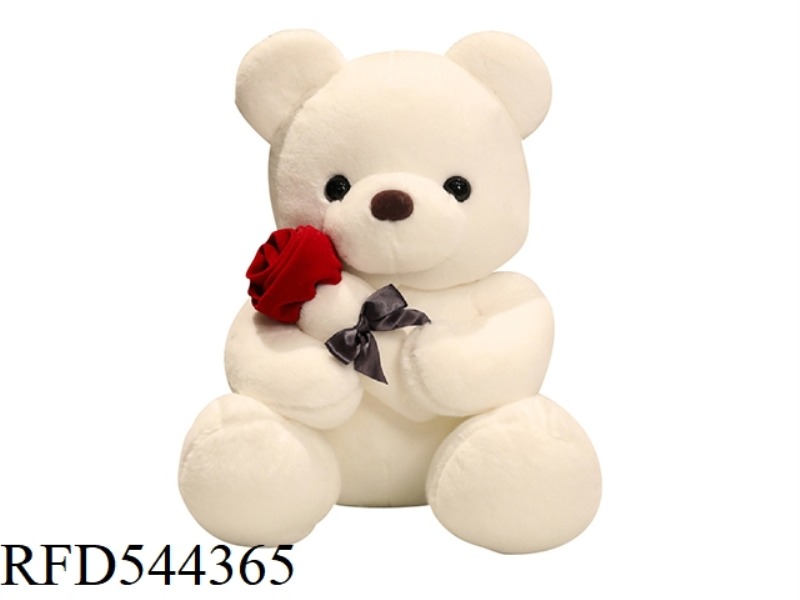 35CM WHITE ROSE BEAR DOLL