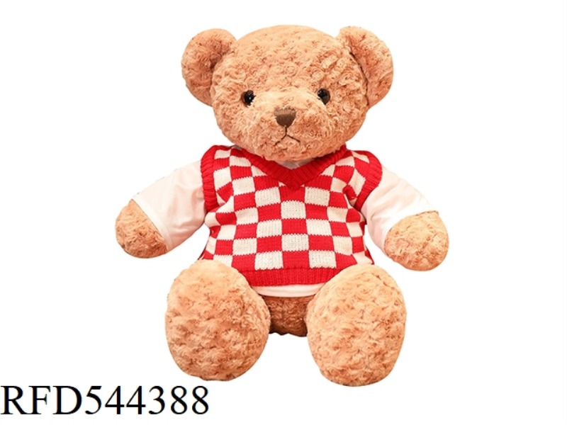 60CM RED CHECKERED SWEATER TEDDY BEAR DOLL
