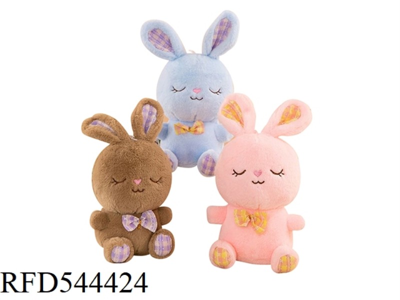 RABBIT DOLL WITH FUR AND SQUINTING EYES