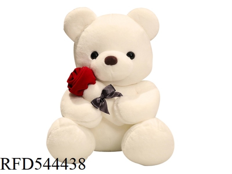 45CM WHITE ROSE BEAR DOLL