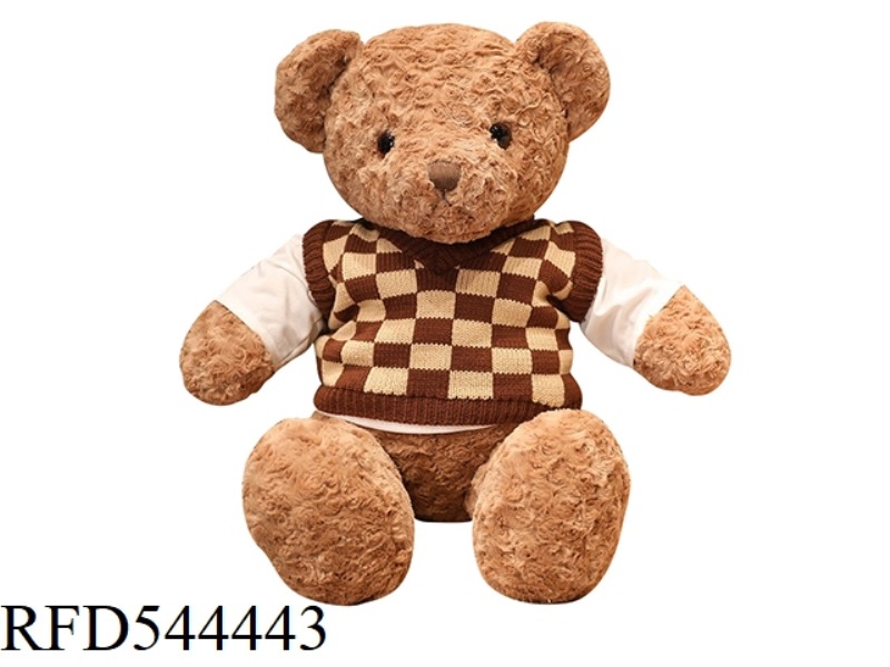 70CM CHOCOLATE CHECKERED SWEATER TEDDY BEAR DOLL
