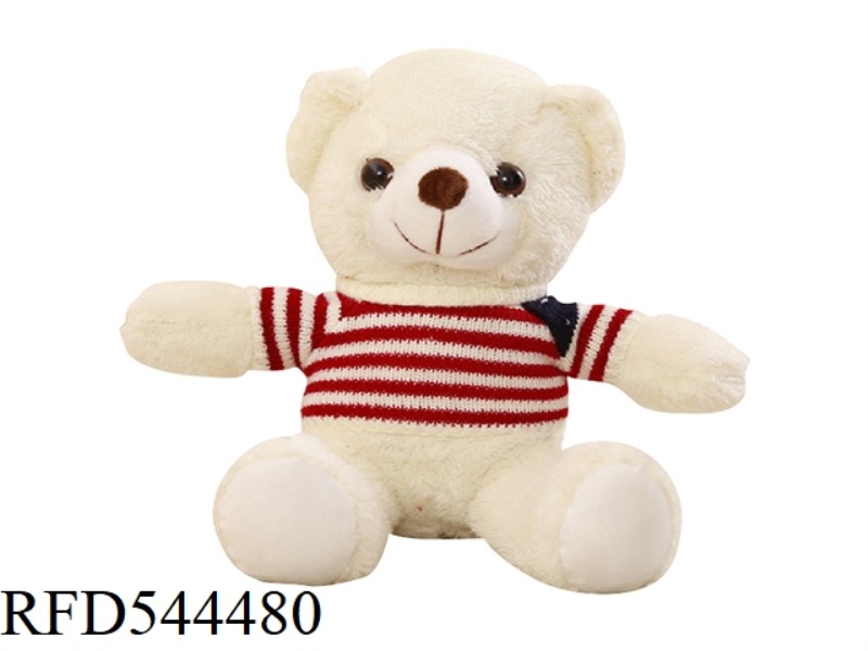 35CM BEIGE WHITE SWEATER TEDDY BEAR DOLL