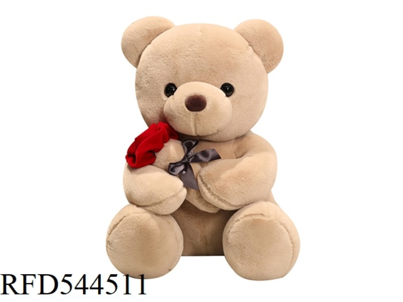 45CM GREY ROSE BEAR DOLL