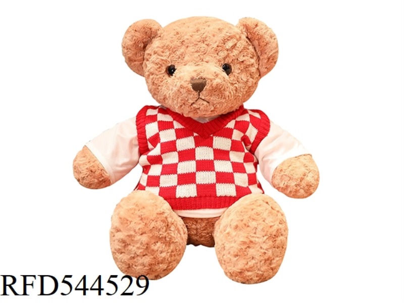 50CM RED CHECKERED SWEATER TEDDY BEAR DOLL