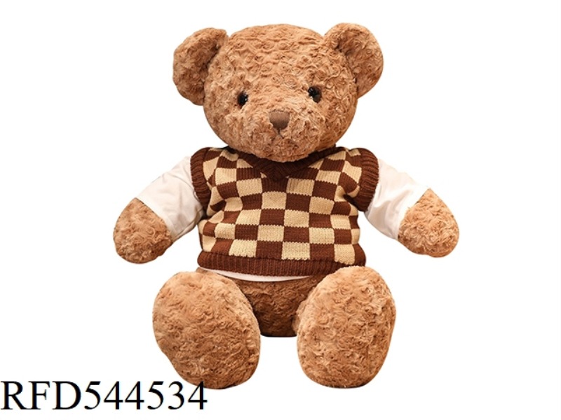 60CM CHOCOLATE CHECKERED SWEATER TEDDY BEAR DOLL