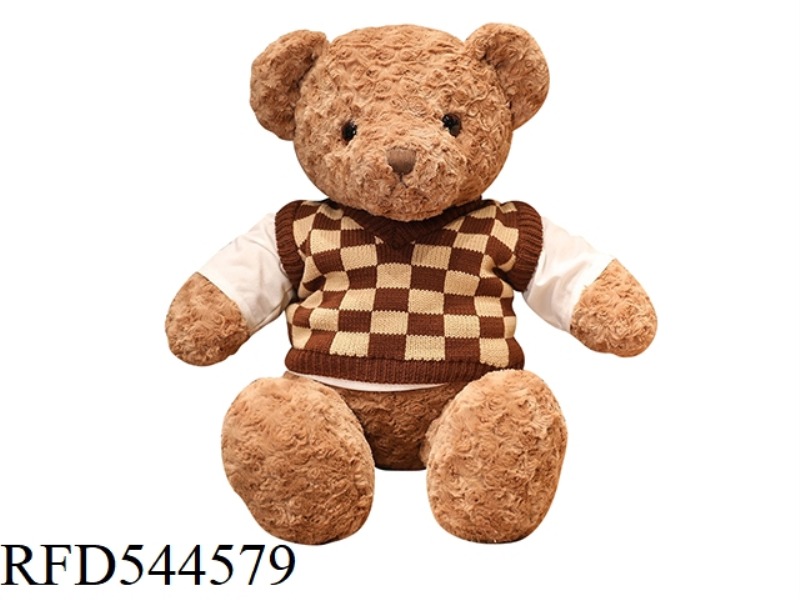 50CM CHOCOLATE CHECKERED SWEATER TEDDY BEAR DOLL