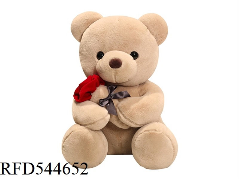 35CM GREY ROSE BEAR DOLL