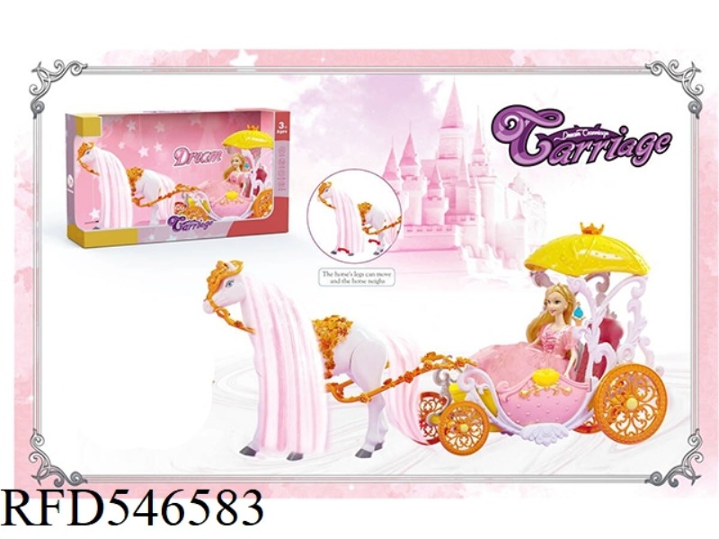 ELECTRIC HORSE + FLOWER PAVILION CARRIAGE +29CM SOLID ACTION FIGURE