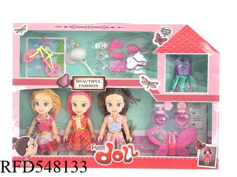 6 INCH FASHION BARBIE FAT CHILD DOLL 3 PERSON GIFT ACCESSORIES JEWELRY BOX