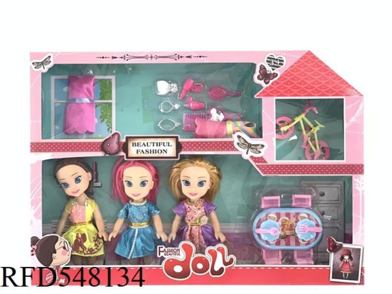 6 INCH FASHION BARBIE FAT CHILD DOLL 3 PERSON GIFT ACCESSORIES JEWELRY BOX