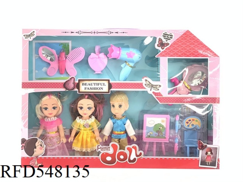 6 INCH FASHION BARBIE FAT CHILD DOLL 3 PERSON GIFT ACCESSORIES JEWELRY BOX
