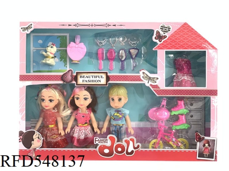 6 INCH FASHION BARBIE FAT CHILD DOLL 3 PERSON GIFT ACCESSORIES JEWELRY BOX