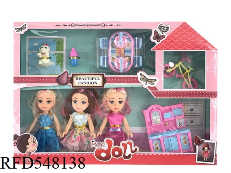 6 INCH FASHION BARBIE FAT CHILD DOLL 3 PERSON GIFT ACCESSORIES JEWELRY BOX