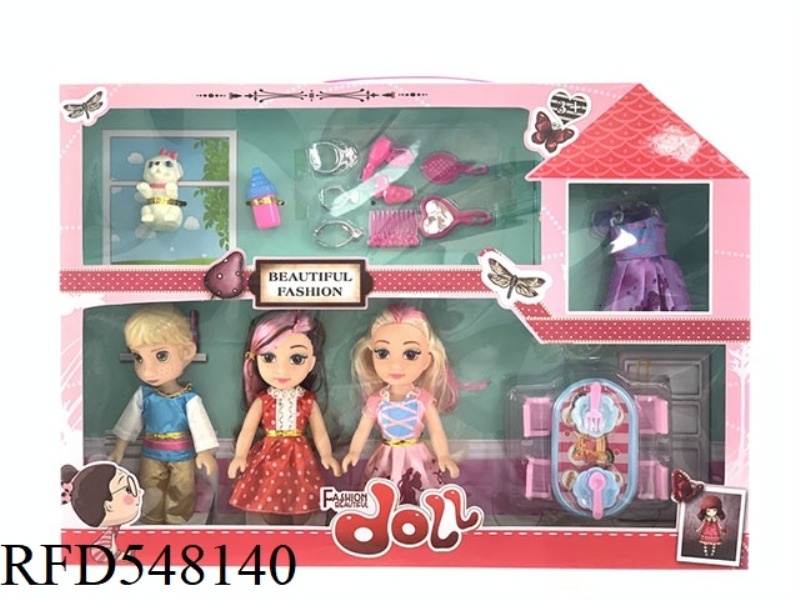 6 INCH FASHION BARBIE FAT CHILD DOLL 3 PERSON GIFT ACCESSORIES JEWELRY BOX