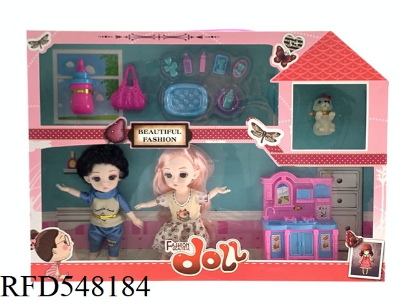 6 INCH YELOLI FASHION BARBIE FAT CHILD DOLL 3 SET GIFT ACCESSORIES JEWELRY BOX