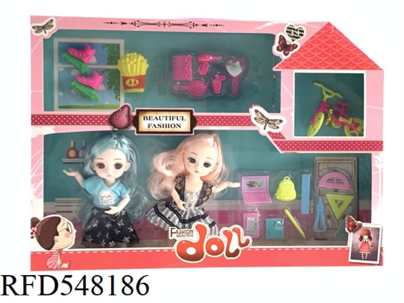 6 INCH YELOLI FASHION BARBIE FAT CHILD DOLL 3 SET GIFT ACCESSORIES JEWELRY BOX