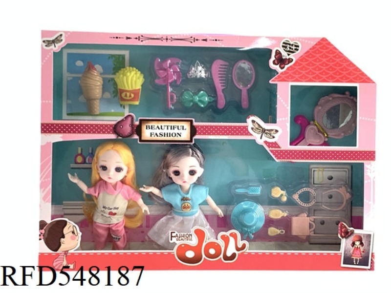 6 INCH YELOLI FASHION BARBIE FAT CHILD DOLL 3 SET GIFT ACCESSORIES JEWELRY BOX