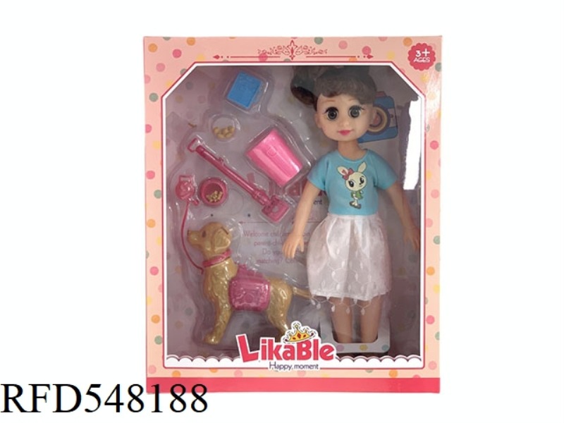 14-INCH WINKING FASHION MUSIC DOLL WITH A FUNCTIONAL DOG SET