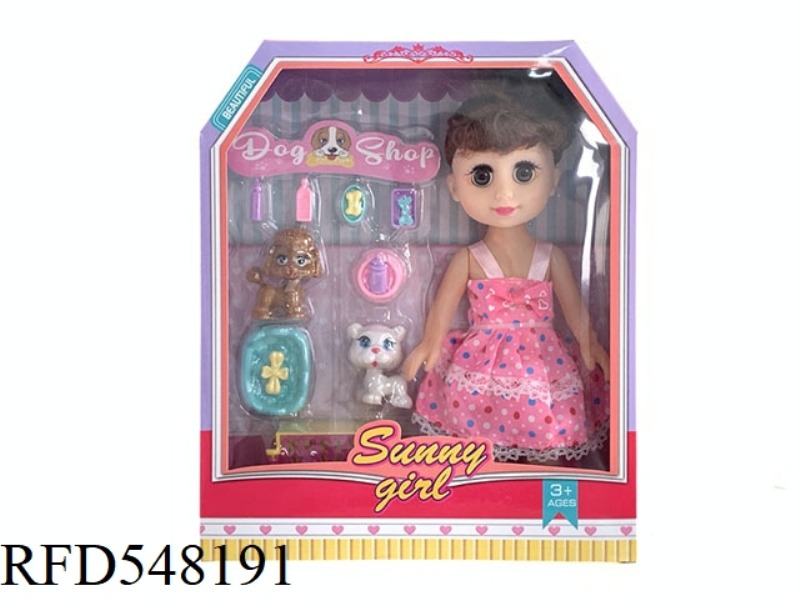 10-INCH WINKING FASHION MUSIC DOLL SET WITH DOG SET