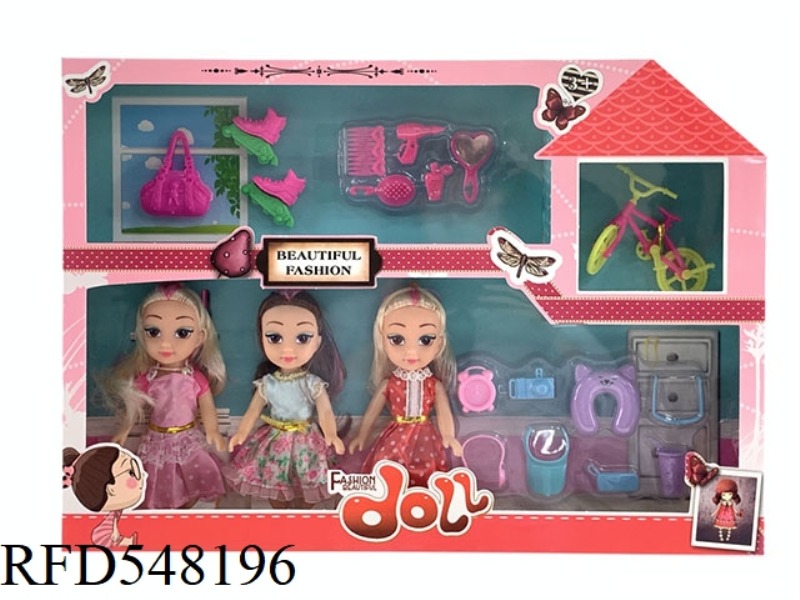 6 INCH FASHION BARBIE FAT CHILD DOLL 3 PERSON GIFT ACCESSORIES JEWELRY BOX