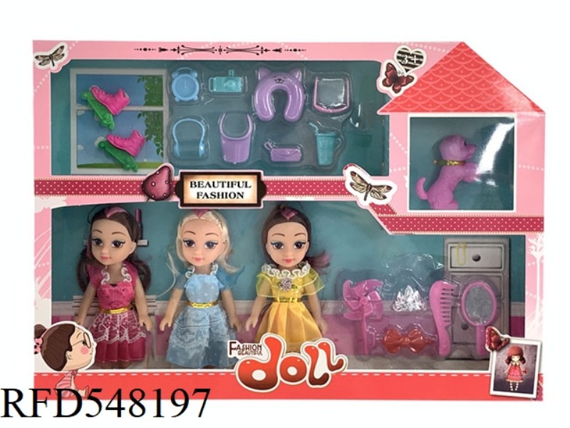 6 INCH FASHION BARBIE FAT CHILD DOLL 3 PERSON GIFT ACCESSORIES JEWELRY BOX