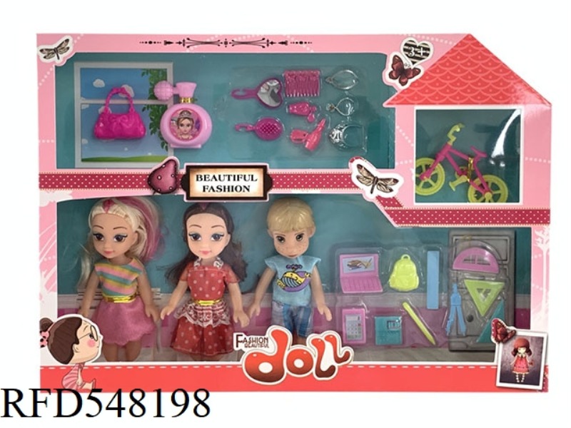 6 INCH FASHION BARBIE FAT CHILD DOLL 3 PERSON GIFT ACCESSORIES JEWELRY BOX