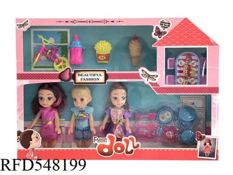 6 INCH FASHION BARBIE FAT CHILD DOLL 3 PERSON GIFT ACCESSORIES JEWELRY BOX