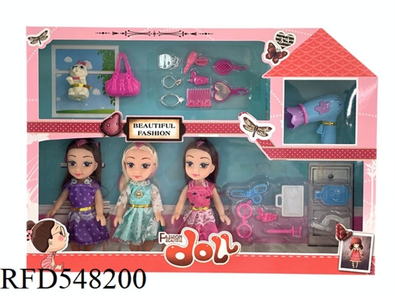 6 INCH FASHION BARBIE FAT CHILD DOLL 3 PERSON GIFT ACCESSORIES JEWELRY BOX