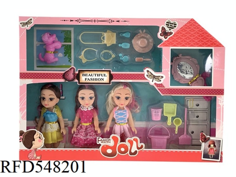 6 INCH FASHION BARBIE FAT CHILD DOLL 3 PERSON GIFT ACCESSORIES JEWELRY BOX