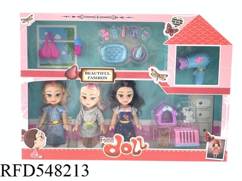6 INCH FASHION BARBIE FAT CHILD DOLL 3 PERSON GIFT ACCESSORIES JEWELRY BOX