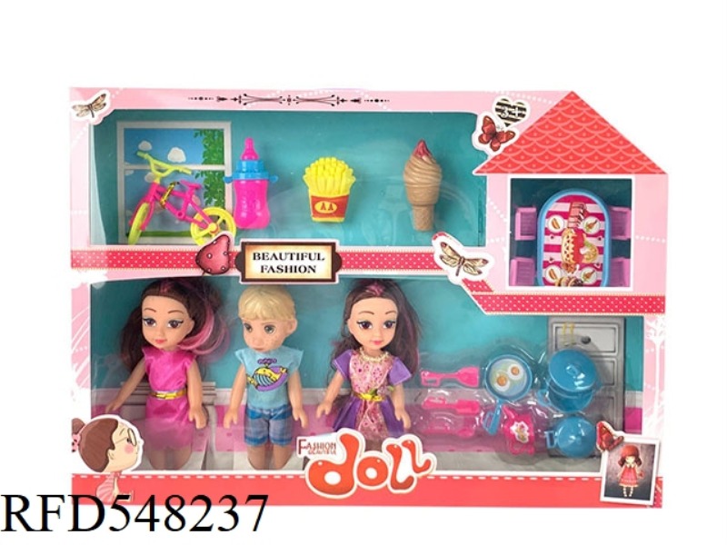 6 INCH FASHION BARBIE FAT CHILD DOLL 3 PERSON GIFT ACCESSORIES JEWELRY BOX