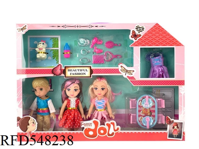 6 INCH FASHION BARBIE FAT CHILD DOLL 3 PERSON GIFT ACCESSORIES JEWELRY BOX