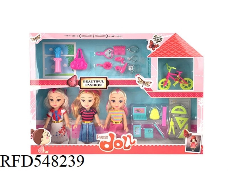 6 INCH FASHION BARBIE FAT CHILD DOLL 3 PERSON GIFT ACCESSORIES JEWELRY BOX