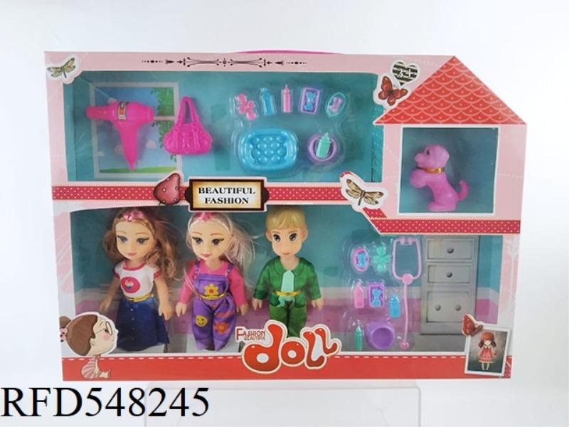 6 INCH FASHION BARBIE FAT CHILD DOLL 3 PERSON GIFT ACCESSORIES JEWELRY BOX