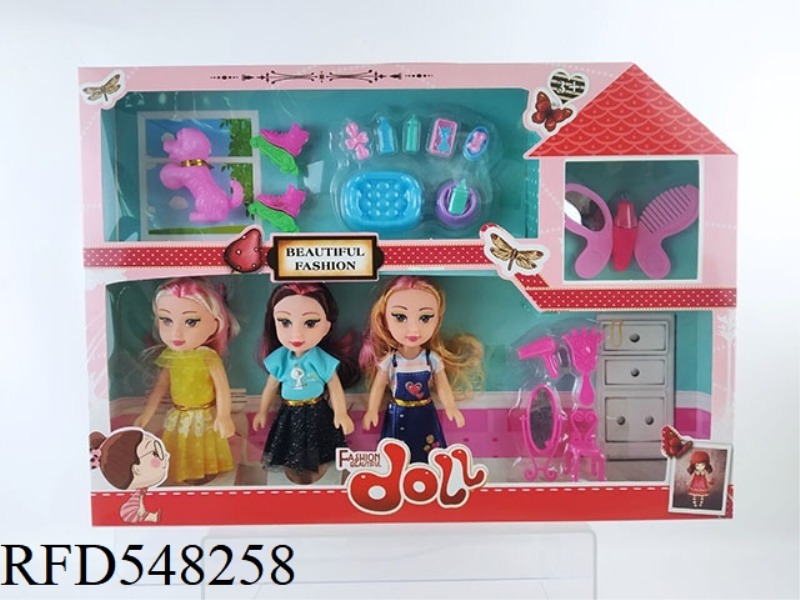 6 INCH FASHION BARBIE FAT CHILD DOLL 3 PERSON GIFT ACCESSORIES JEWELRY BOX