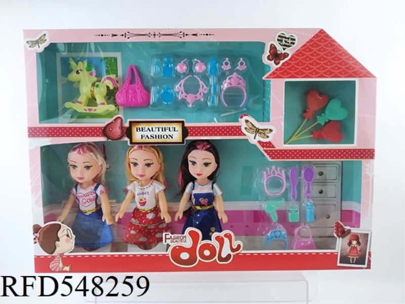 6 INCH FASHION BARBIE FAT CHILD DOLL 3 PERSON GIFT ACCESSORIES JEWELRY BOX