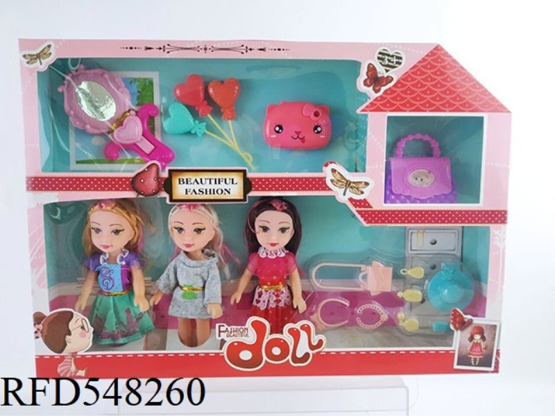 6 INCH FASHION BARBIE FAT CHILD DOLL 3 PERSON GIFT ACCESSORIES JEWELRY BOX