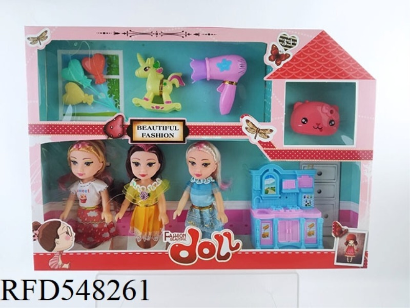 6 INCH FASHION BARBIE FAT CHILD DOLL 3 PERSON GIFT ACCESSORIES JEWELRY BOX