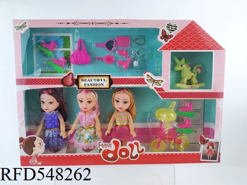 6 INCH FASHION BARBIE FAT CHILD DOLL 3 PERSON GIFT ACCESSORIES JEWELRY BOX