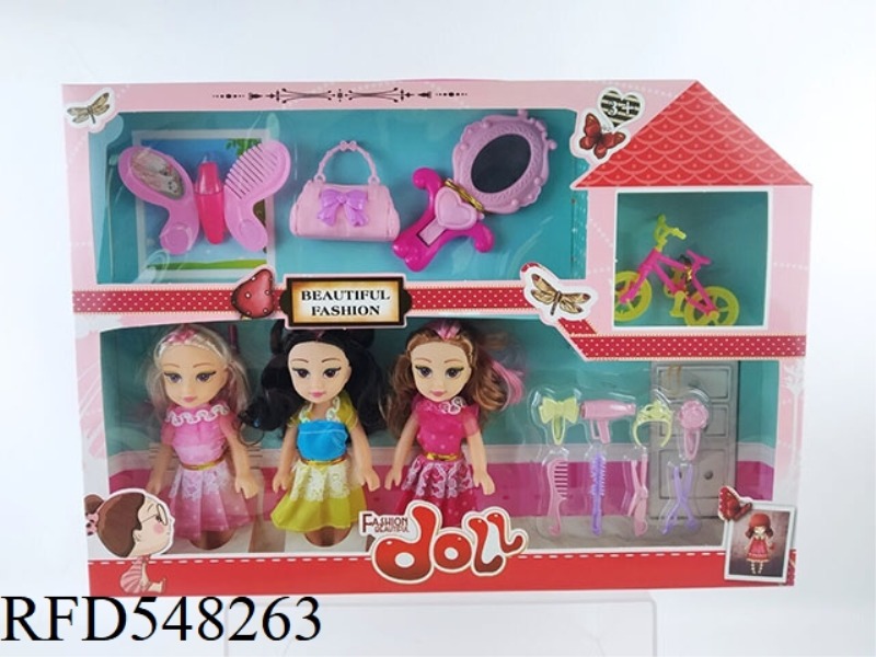 6 INCH FASHION BARBIE FAT CHILD DOLL 3 PERSON GIFT ACCESSORIES JEWELRY BOX