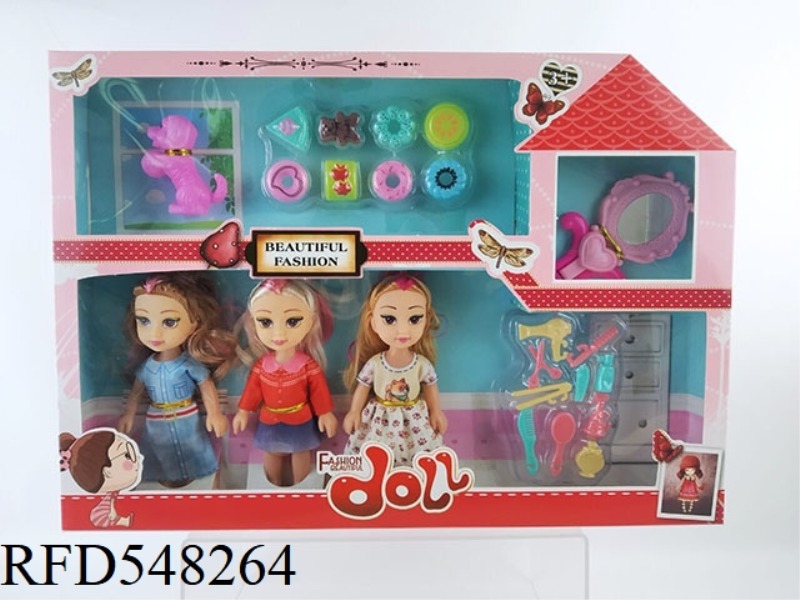 6 INCH FASHION BARBIE FAT CHILD DOLL 3 PERSON GIFT ACCESSORIES JEWELRY BOX