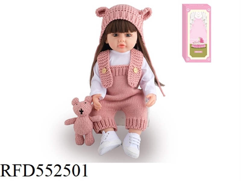 55CM REBORN DOLL SOFT RUBBER HIGH SIMULATION BABY DOLL (WIG COVER) WITH FEEDING BOTTLE, MAGNETIC NIP